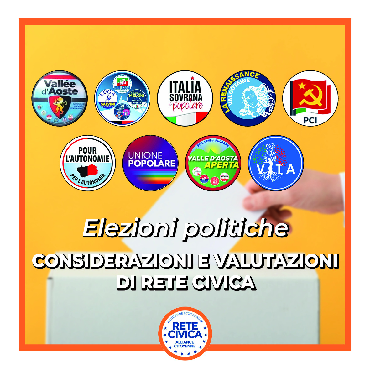 Elezioni politiche. Considerazioni e valutazioni di Rete Civica.
